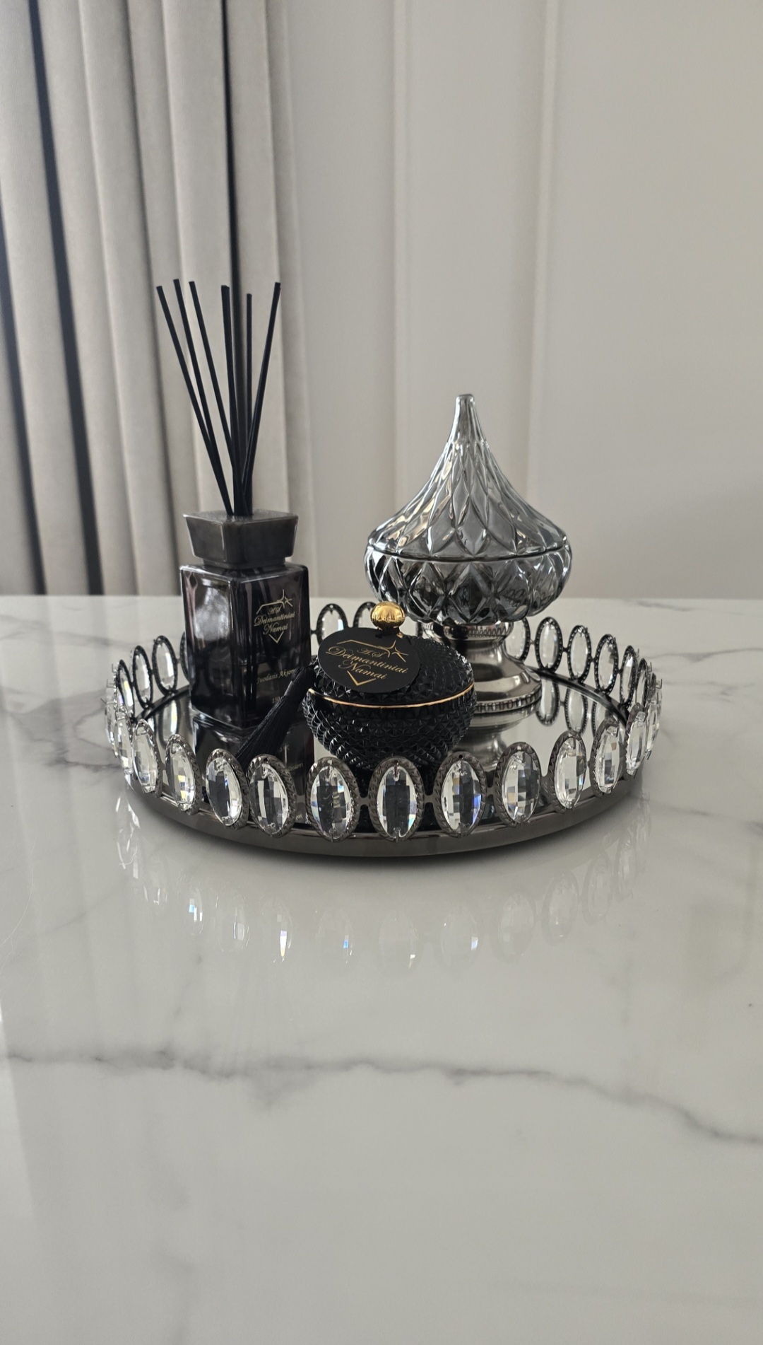 Veidrodinis padėklas "Pearl Black Crystal"