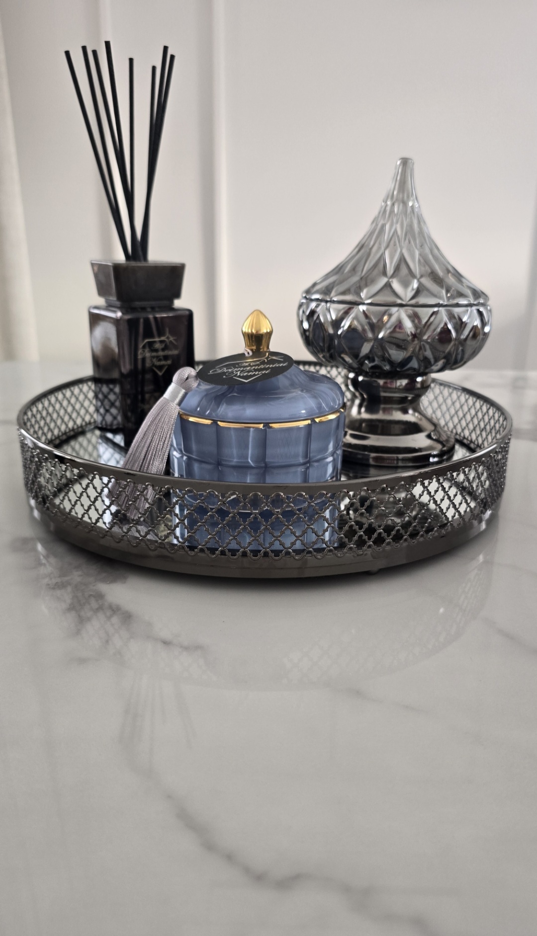 Šviesiai mėlyna žvakė "Evening and morning touch"