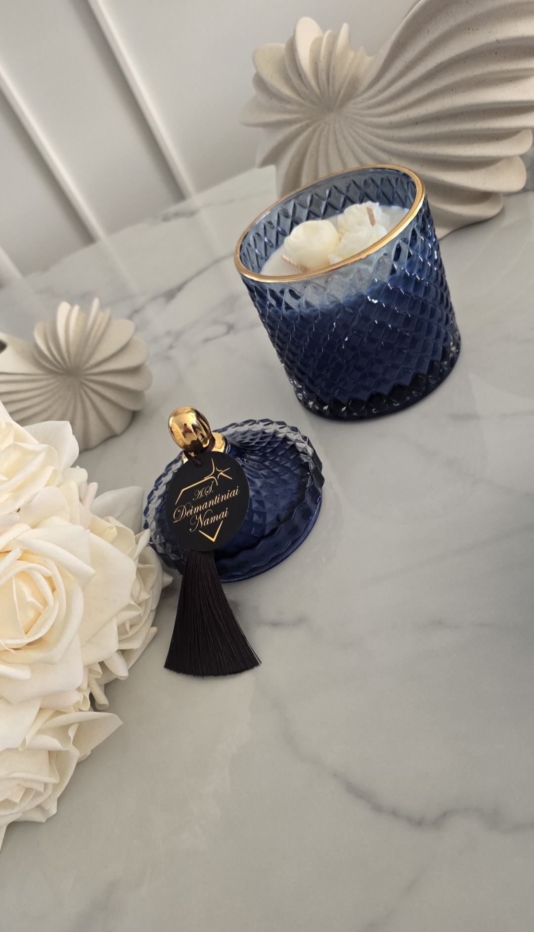 Mėlyna žvakė ,,Crystal XL" 500 ml.