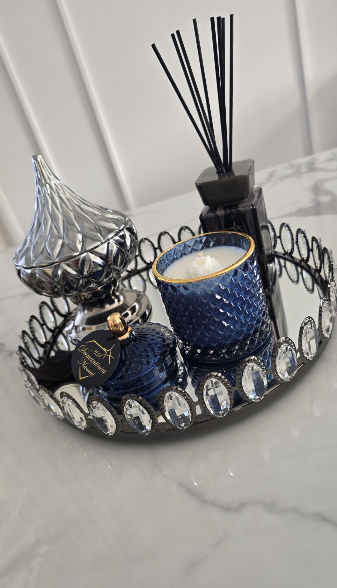 Mėlyna žvakė ,,Crystal L" 230 ml.