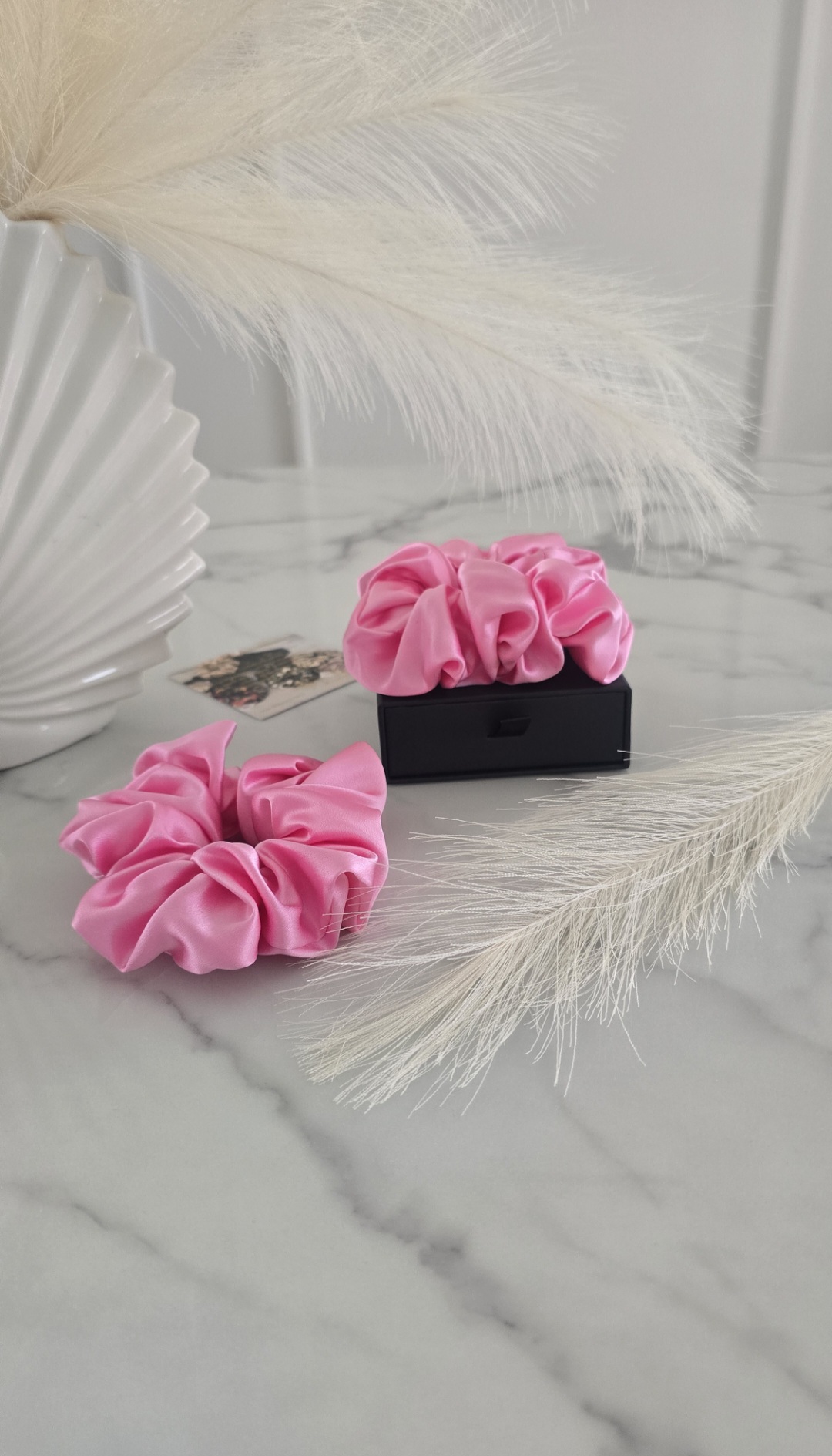 100% Mulberry šilko plaukų gumytė - rožinė, L dydis
